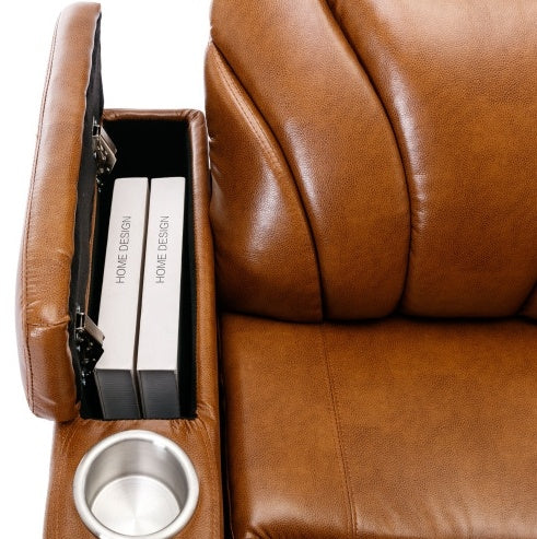 Power Motion Recliner With USB Charging Port, Hidden Arm Storage, Convenient Cup Holder, and Bluetooth Speaker