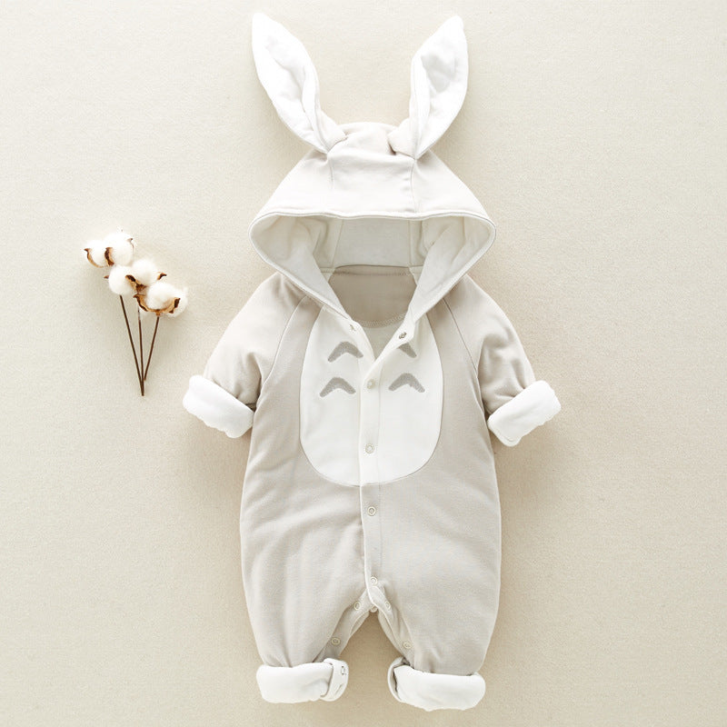 Bunny baby onesies, cotton padded romper, thickened, hooded