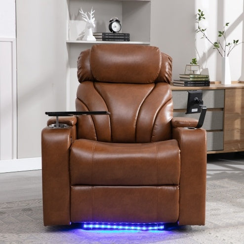 Power Motion Recliner With USB Charging Port, Hidden Arm Storage, Convenient Cup Holder, and Bluetooth Speaker