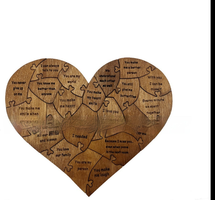 Reasons Why I Love You Wooden Heart Jigsaw Puzzle for Valentine's Day, Wedding Anniversary, For Wife or Husband, Birthday Gifts