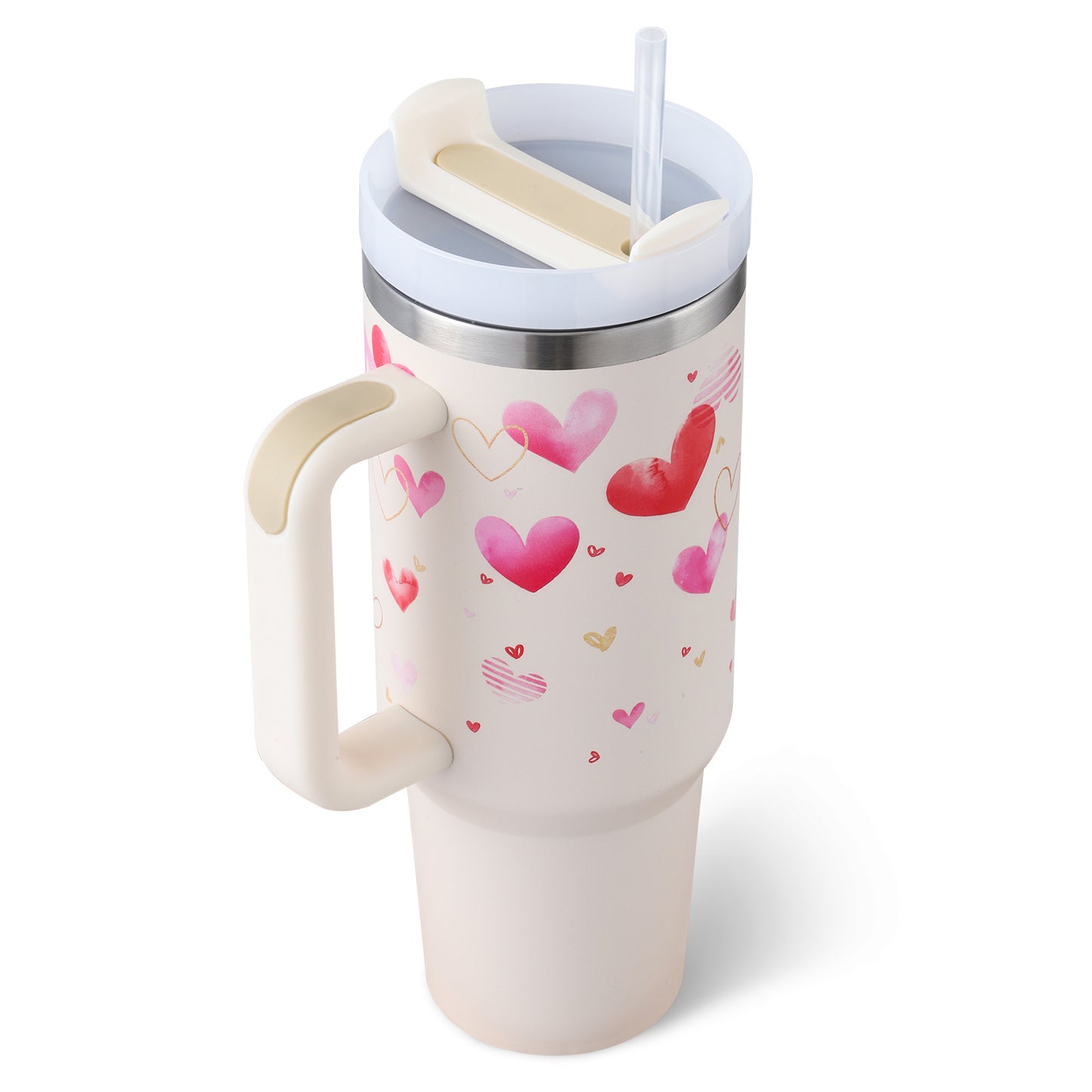 40 Oz Tumbler With Handle & Straw, Stainless Steel, Insulated, New Designs!