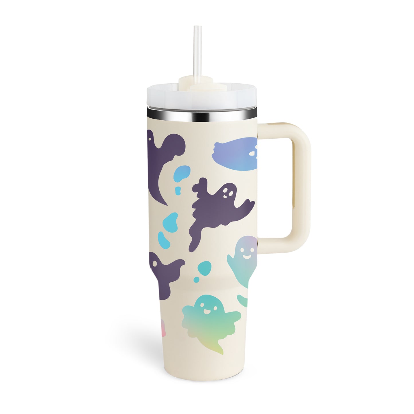 40 Oz Tumbler With Handle & Straw, Stainless Steel, Insulated, New Designs!