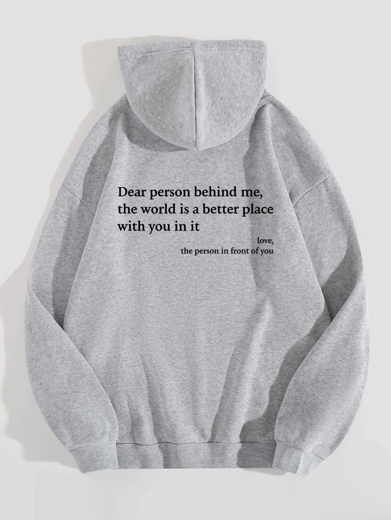 Dear Person Behind Me,Women's Plush Kangaroo Pocket Drawstring Printed Unisex Trendy Hoodie