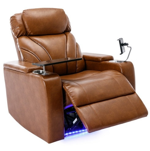 Power Motion Recliner With USB Charging Port, Hidden Arm Storage, Convenient Cup Holder, and Bluetooth Speaker