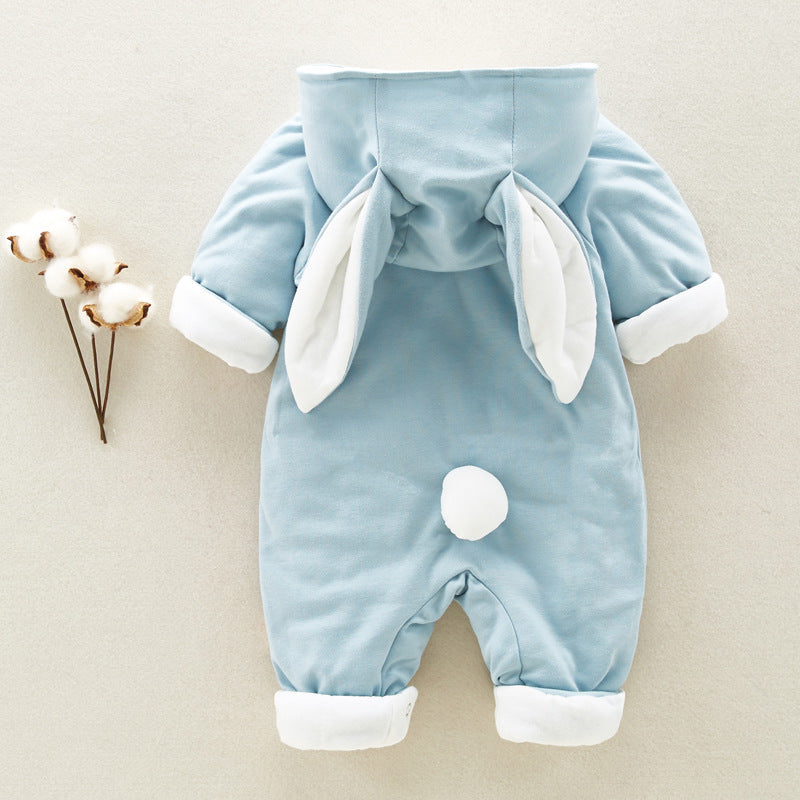 Bunny baby onesies, cotton padded romper, thickened, hooded