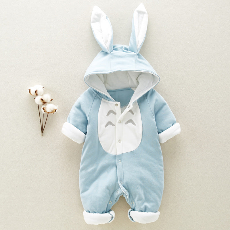 Bunny baby onesies, cotton padded romper, thickened, hooded