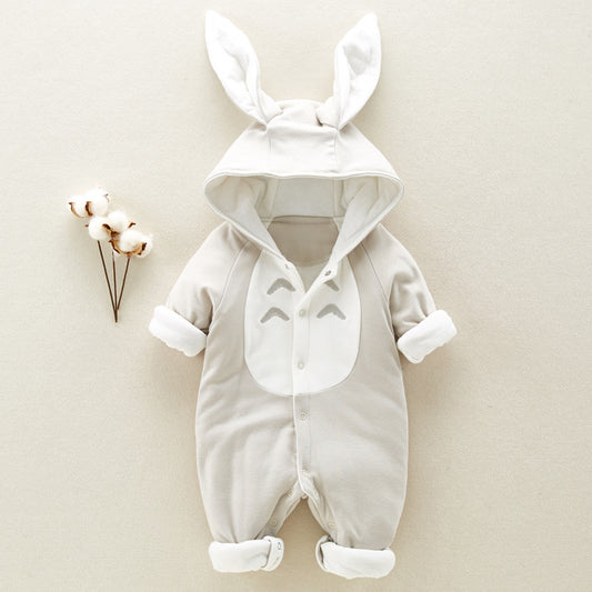 Bunny baby onesies, cotton padded romper, thickened, hooded