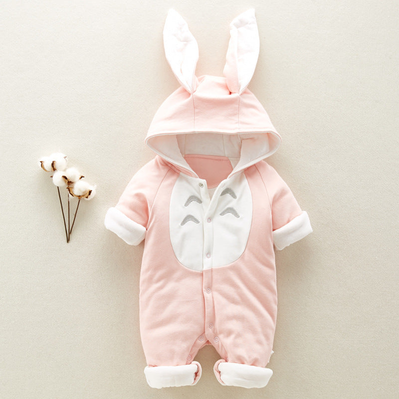 Bunny baby onesies, cotton padded romper, thickened, hooded