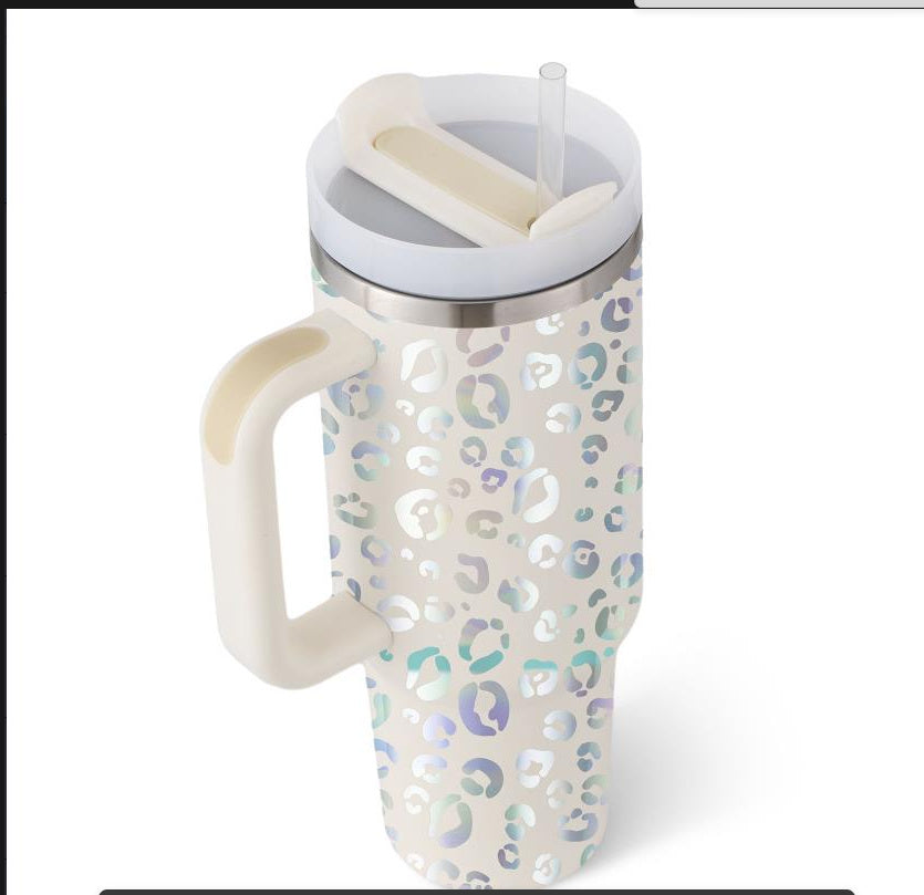 40 Oz Tumbler With Handle & Straw, Stainless Steel, Insulated, New Designs!