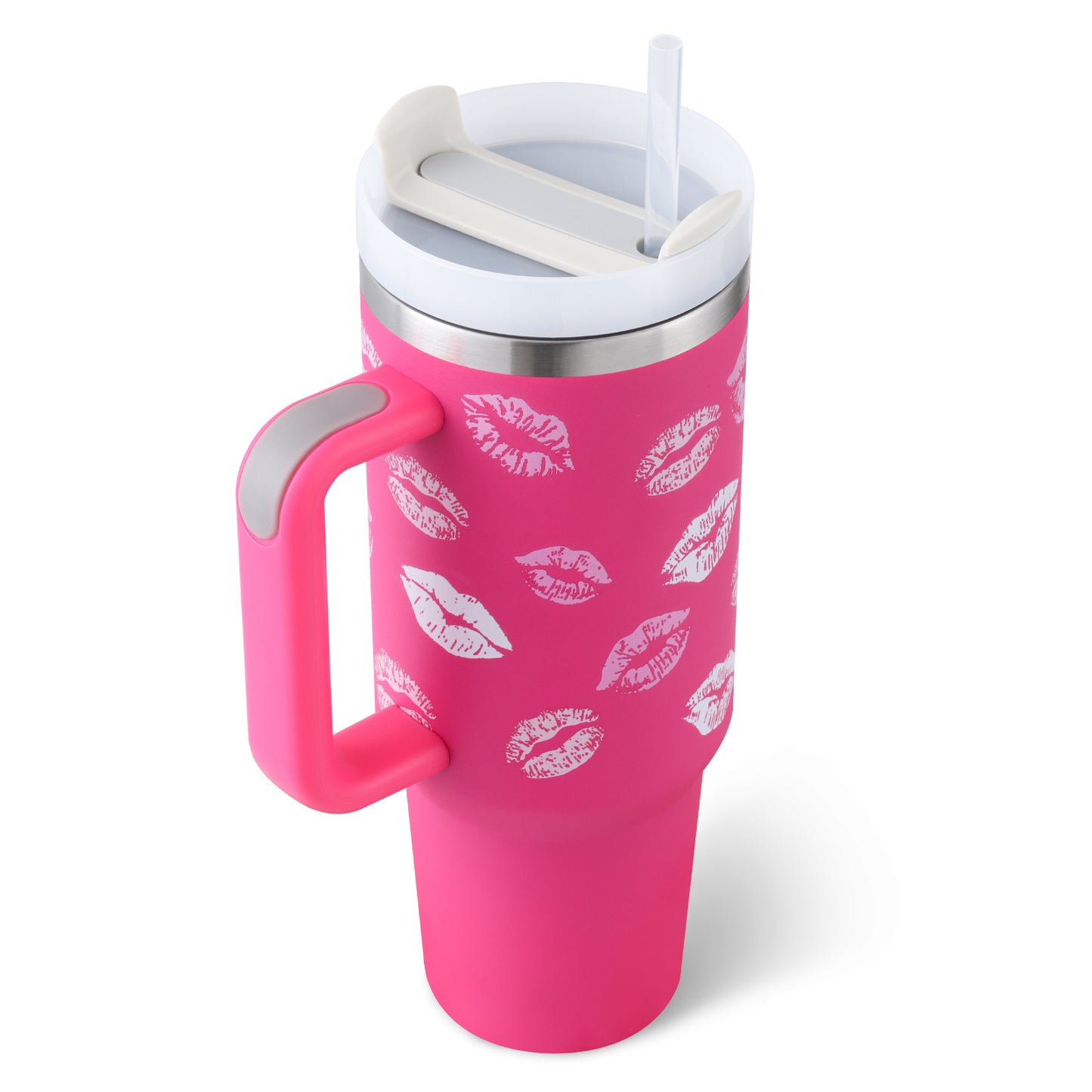 40 Oz Tumbler With Handle & Straw, Stainless Steel, Insulated, New Designs!