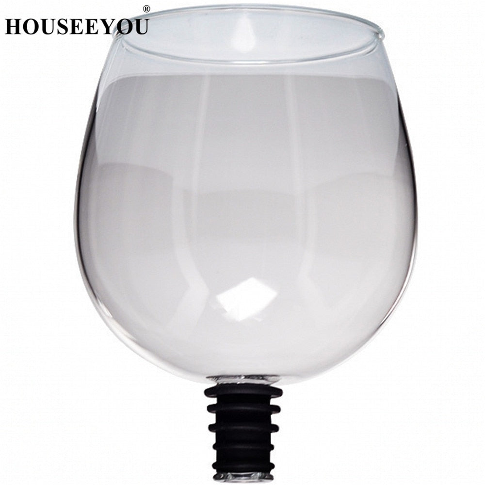 Creative Wine Champagne Glass with Silicone Seal Drink Directly from Bottle Crystal Glasses Cocktail Cup Mug 260ML by HOUSEEYOU