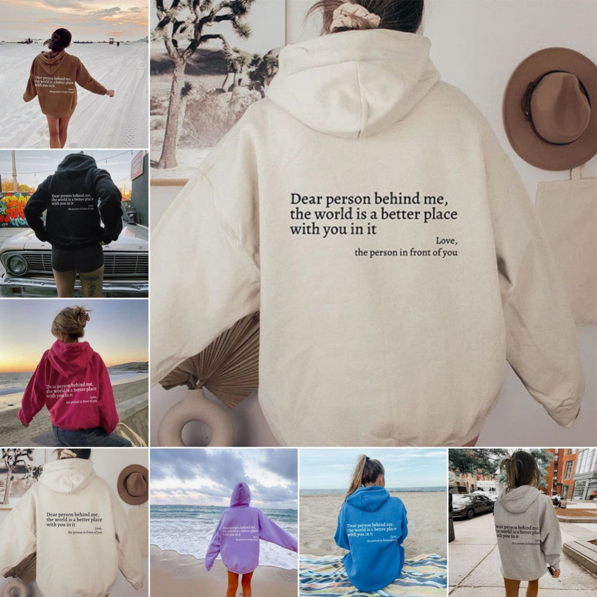 Dear Person Behind Me,Women's Plush Kangaroo Pocket Drawstring Printed Unisex Trendy Hoodie