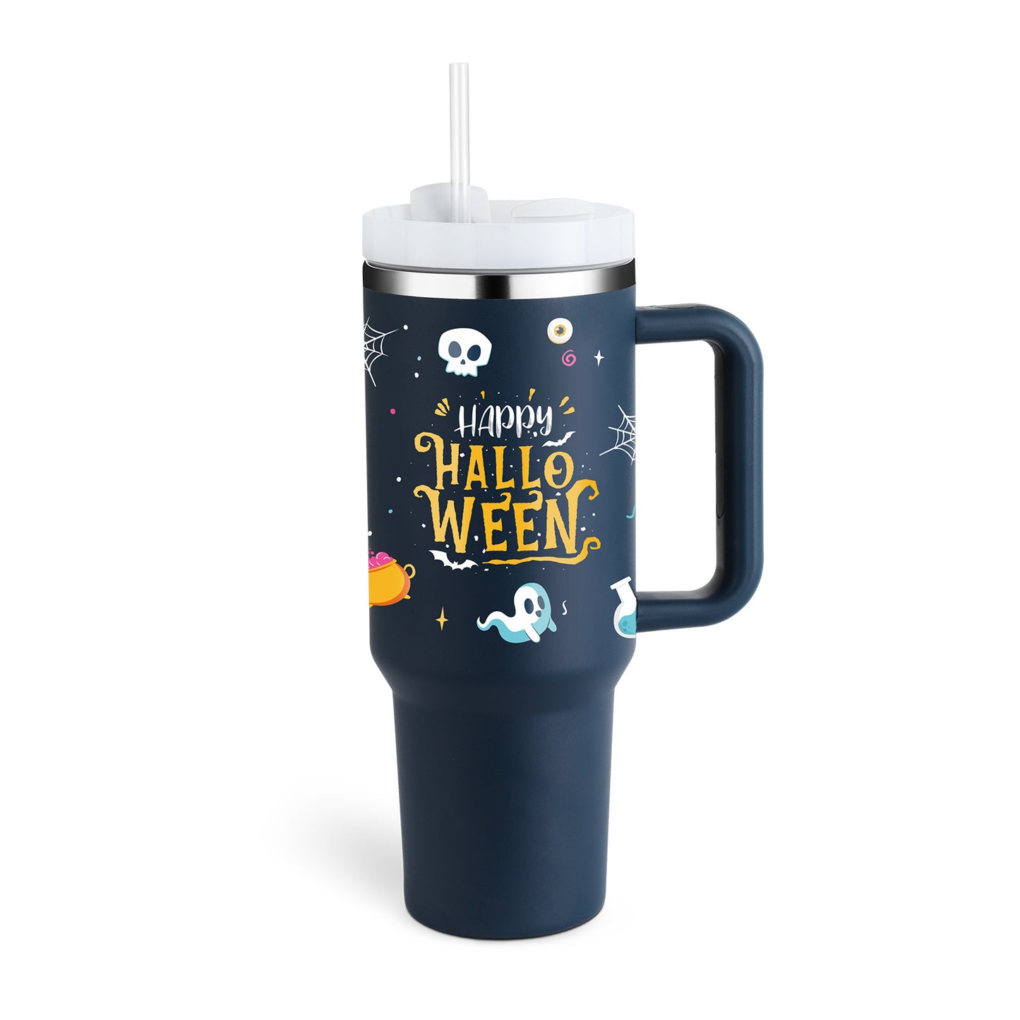 40 Oz Tumbler With Handle & Straw, Stainless Steel, Insulated, New Designs!