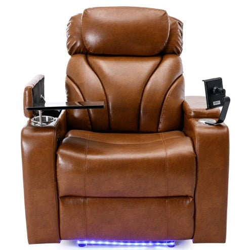 Power Motion Recliner With USB Charging Port, Hidden Arm Storage, Convenient Cup Holder, and Bluetooth Speaker