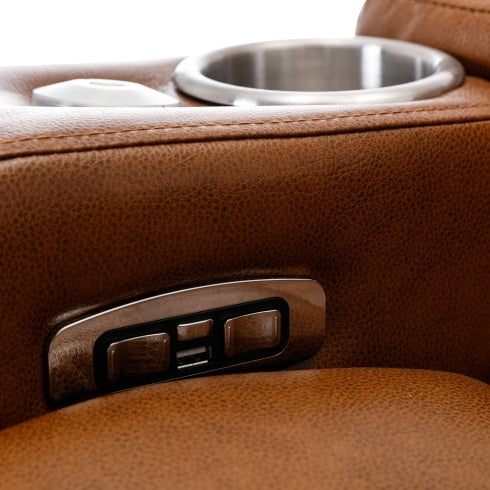 Power Motion Recliner With USB Charging Port, Hidden Arm Storage, Convenient Cup Holder, and Bluetooth Speaker