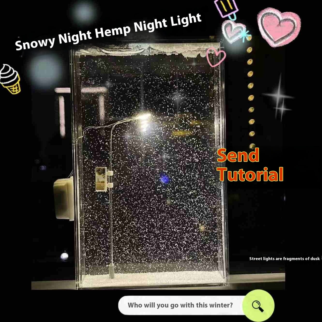 Magic Snowy Landscape Night Lights Small Street Light Snowy Flowing Night DIY Valentine's Day Christmas Lights Christmas Desktop Decor Handmade